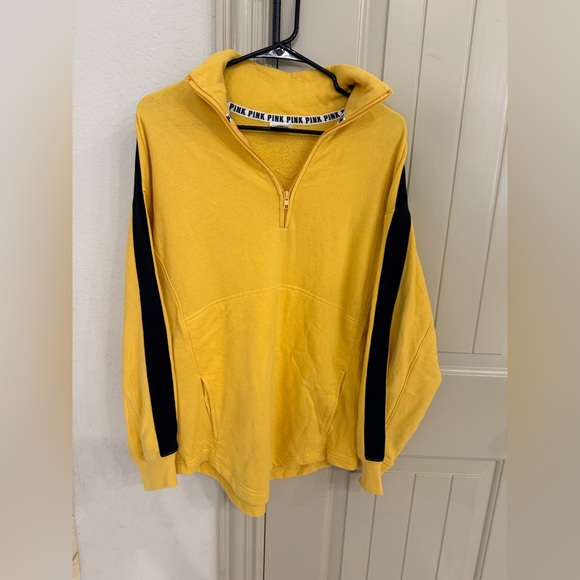 Victoria's Secret Tops - Victoria's Secret Yellow and Black Zip-Up Sweater size small